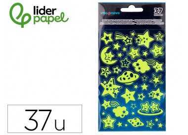 Pegatinas imaginovo luminosas estrellas con relieve 190x105 mm en blister