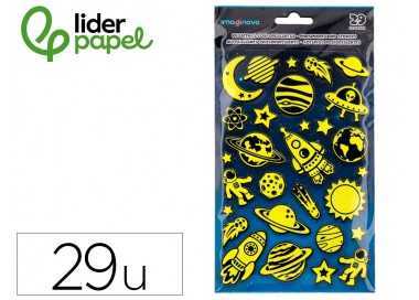 Pegatinas imaginovo luminosas planetas con relieve 190x105 mm en blister