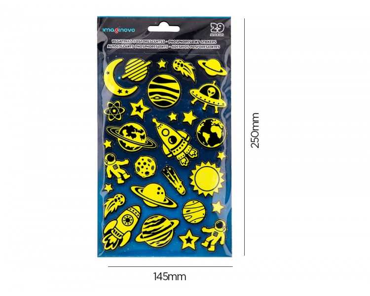 Pegatinas imaginovo luminosas planetas con relieve 190x105 mm en blister