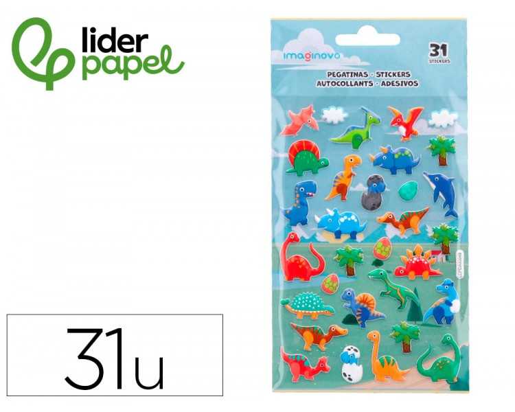 Pegatinas imaginovo kids dinosaurios goma eva 190x105 mm en blister