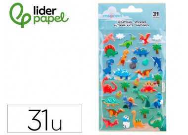 Pegatinas imaginovo kids dinosaurios goma eva 190x105 mm en blister