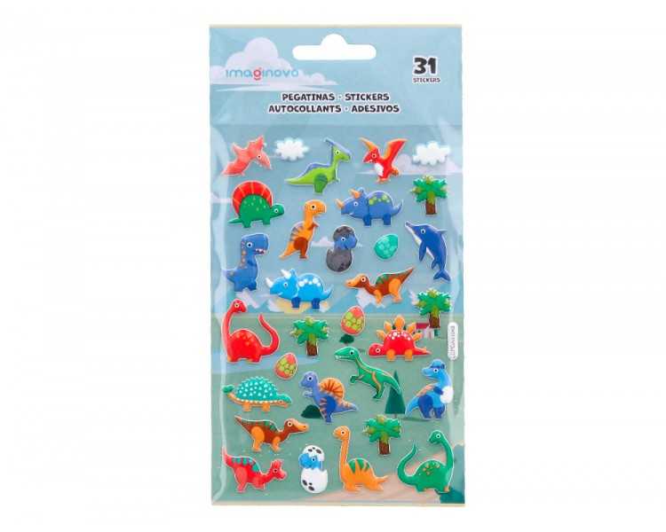 Pegatinas imaginovo kids dinosaurios goma eva 190x105 mm en blister