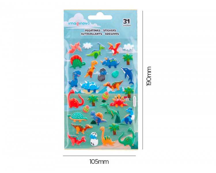Pegatinas imaginovo kids dinosaurios goma eva 190x105 mm en blister