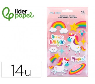 Pegatinas imaginovo unicornios magic dreams con relieve 210x130 mm en blister
