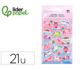 Pegatinas imaginovo unicornios magic dreams con relieve 190x105 mm en blister