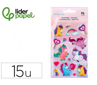 Pegatinas imaginovo unicornios magic dreams con brillo 190x105 mm en blister