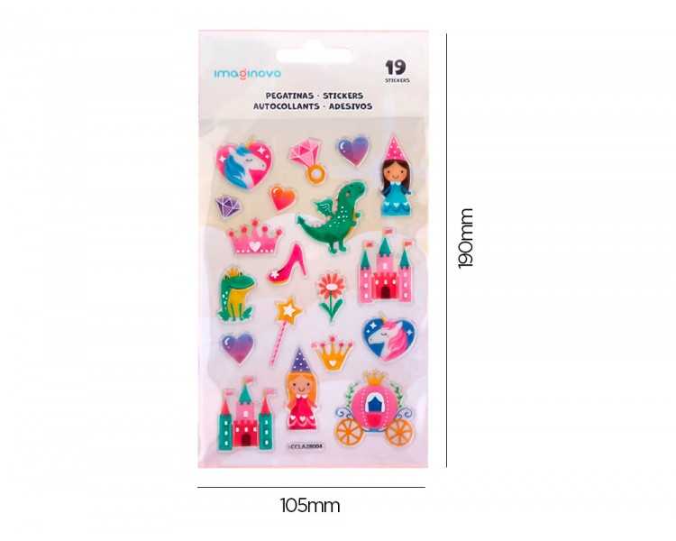 Pegatinas imaginovo princesas magic dreams pvc 190x105 mm en blister