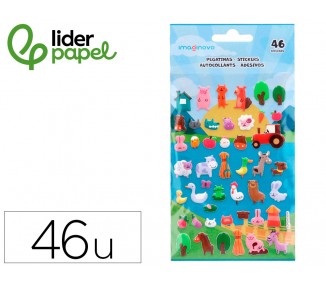 Pegatinas imaginovo cute animales granja con relieve 190x105 mm en blister