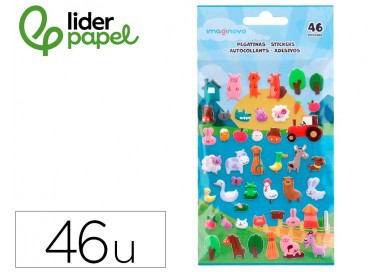 Pegatinas imaginovo cute animales granja con relieve 190x105 mm en blister