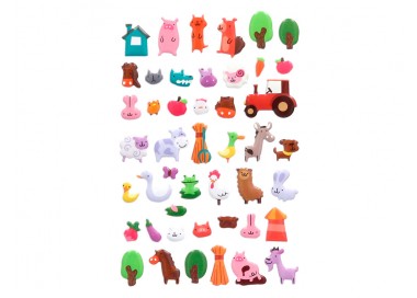 Pegatinas imaginovo cute animales granja con relieve 190x105 mm en blister
