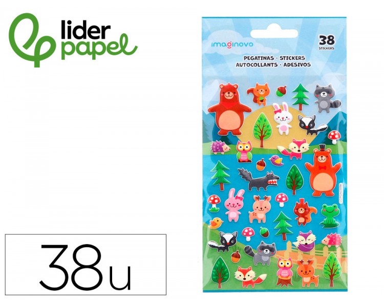 Pegatinas imaginovo cute animales bosque con relieve 190x105 mm en blister