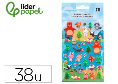 Pegatinas imaginovo cute animales bosque con relieve 190x105 mm en blister