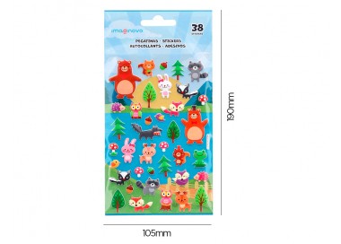Pegatinas imaginovo cute animales bosque con relieve 190x105 mm en blister