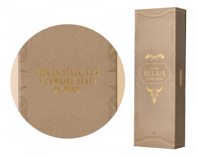 Roller belius wild west aluminio color verde dorado tinta color negro caja de diseño