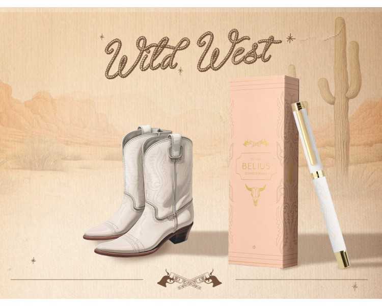 Boligrafo belius wild west aluminio color turquesa doradotinta color azul caja de diseño