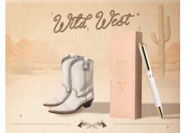 Roller belius wild west aluminio color blanco dorado tinta color negro caja de diseño Roller belius wild west aluminio color blanco dorado tinta color negro caja de diseño