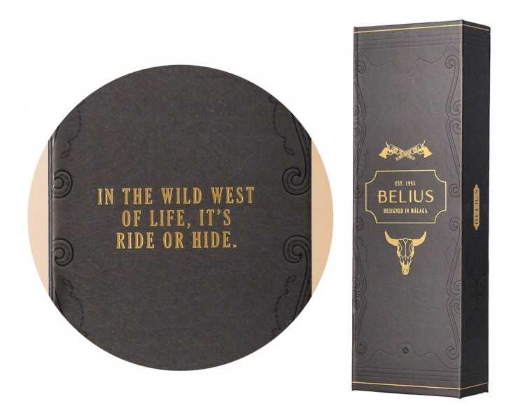 Roller belius wild west aluminio color negro dorado tinta color negro caja de diseño