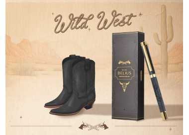 Roller belius wild west aluminio color negro dorado tinta color negro caja de diseño