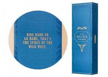 Boligrafo belius wild west aluminio color azul marino dorado tinta color azul caja de diseño