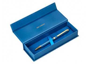 Boligrafo belius wild west aluminio color azul marino dorado tinta color azul caja de diseño