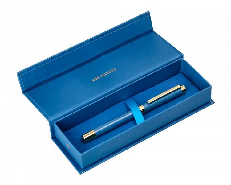 Roller belius wild west aluminio color azul marino dorado tinta color negro caja de diseño