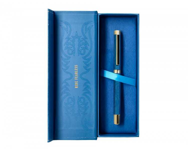 Roller belius wild west aluminio color azul marino dorado tinta color negro caja de diseño
