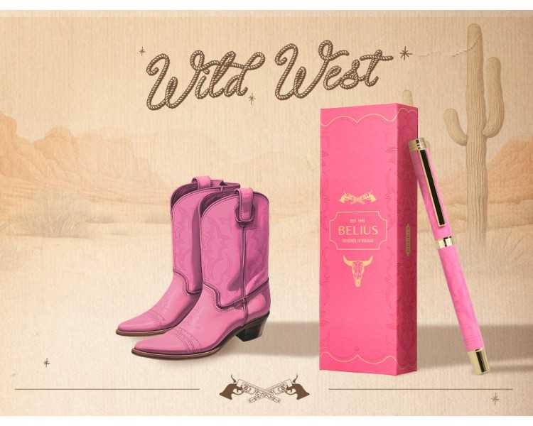 Roller belius wild west aluminio color rosa dorado tinta color negro caja de diseño