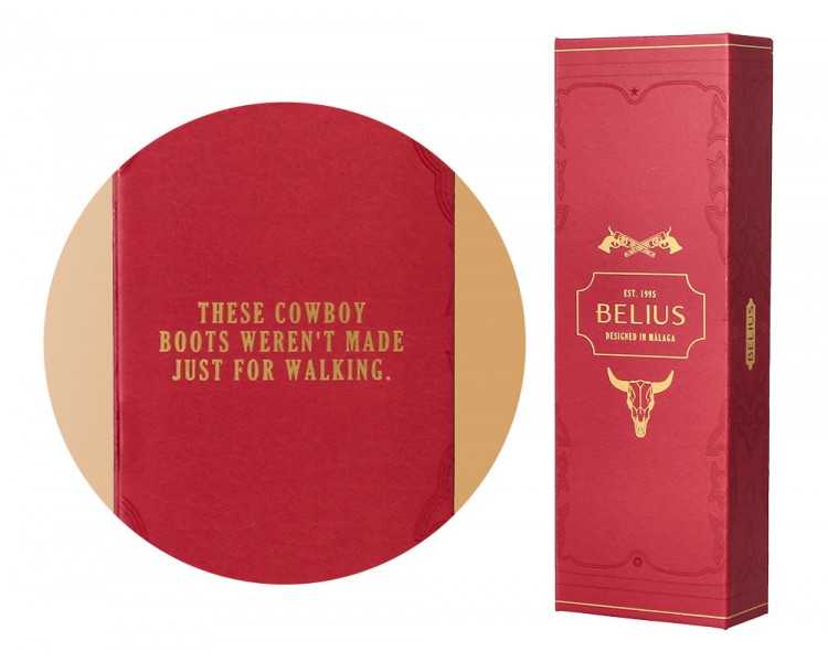 Roller belius wild west aluminio color granate dorado tinta color negro caja de diseño