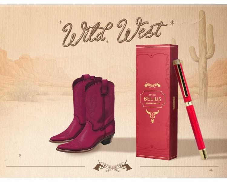 Roller belius wild west aluminio color granate dorado tinta color negro caja de diseño