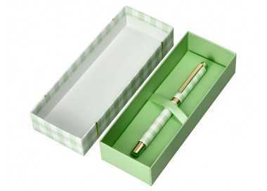 Boligrafo belius picnic aluminio color verde dorado tinta color azul caja de diseño Boligrafo belius picnic aluminio color verde dorado tinta color azul caja de diseño