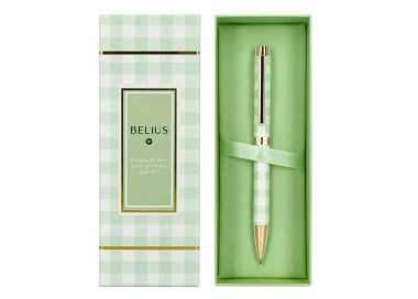 Boligrafo belius picnic aluminio color verde dorado tinta color azul caja de diseño Boligrafo belius picnic aluminio color verde dorado tinta color azul caja de diseño