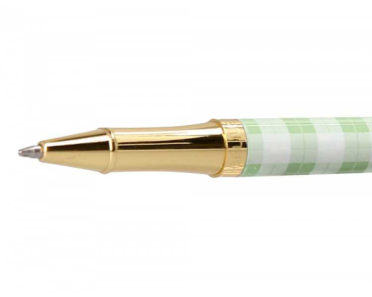 Boligrafo belius picnic aluminio color verde dorado tinta color azul caja de diseño