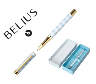 Boligrafo belius perfect picnic day aluminio color azul celeste dorado tinta azulcaja de diseño