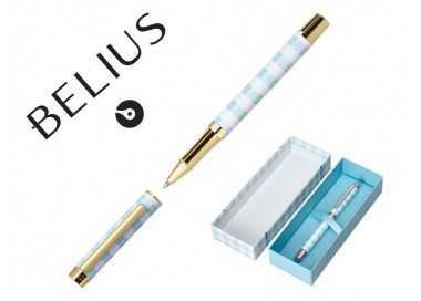 Boligrafo belius perfect picnic day aluminio color azul celeste dorado tinta azulcaja de diseño