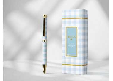 Boligrafo belius perfect picnic day aluminio color azul celeste dorado tinta azulcaja de diseño