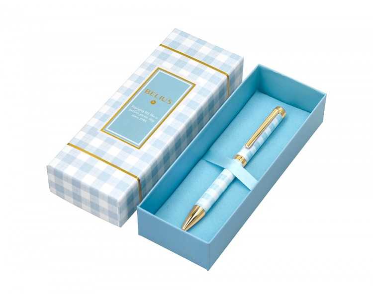 Boligrafo belius perfect picnic day aluminio color azul celeste dorado tinta azulcaja de diseño