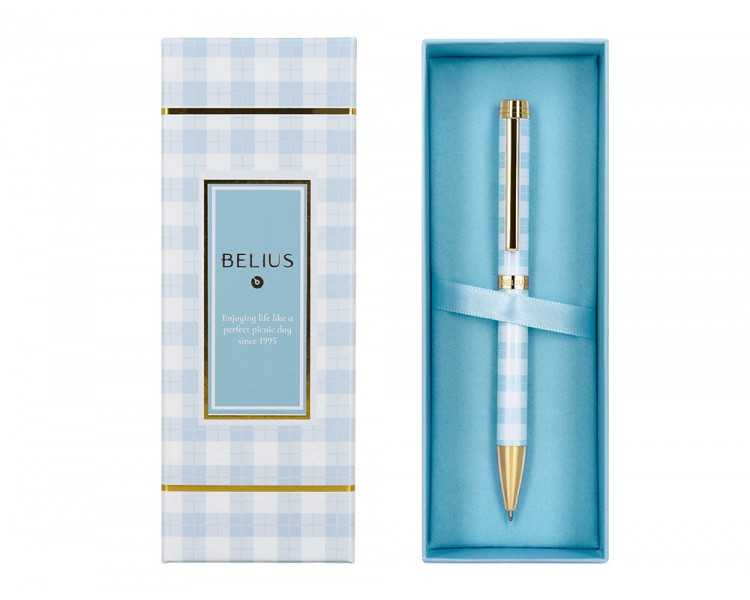 Boligrafo belius perfect picnic day aluminio color azul celeste dorado tinta azulcaja de diseño