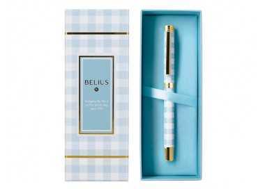 Boligrafo belius perfect picnic day aluminio color azul celeste dorado tinta azulcaja de diseño