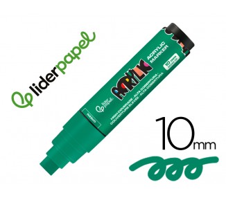 Rotulador liderpapel acrylic base agua todo tipo de superficie punta rectangular 10 mm verde