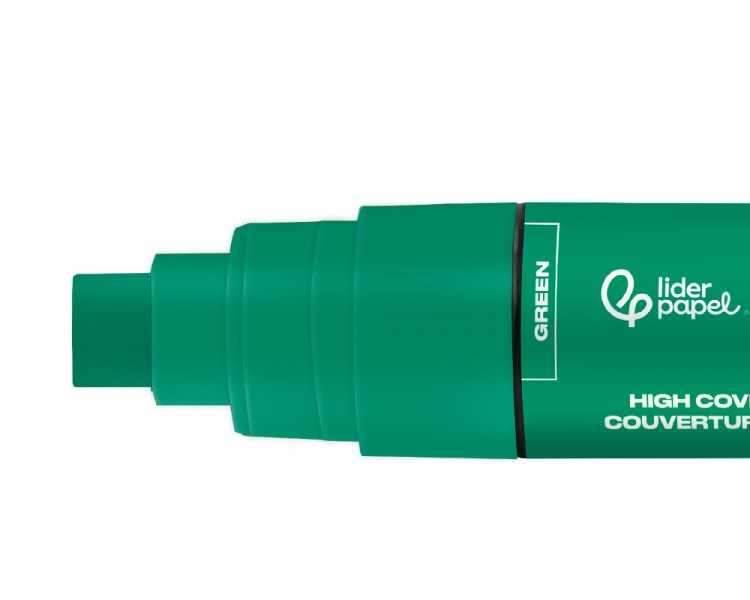 Rotulador liderpapel acrylic base agua todo tipo de superficie punta rectangular 10 mm verde