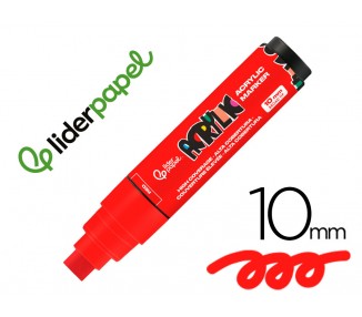 Rotulador liderpapel acrylic base agua todo tipo de superficie punta rectangular 10 mm rojo