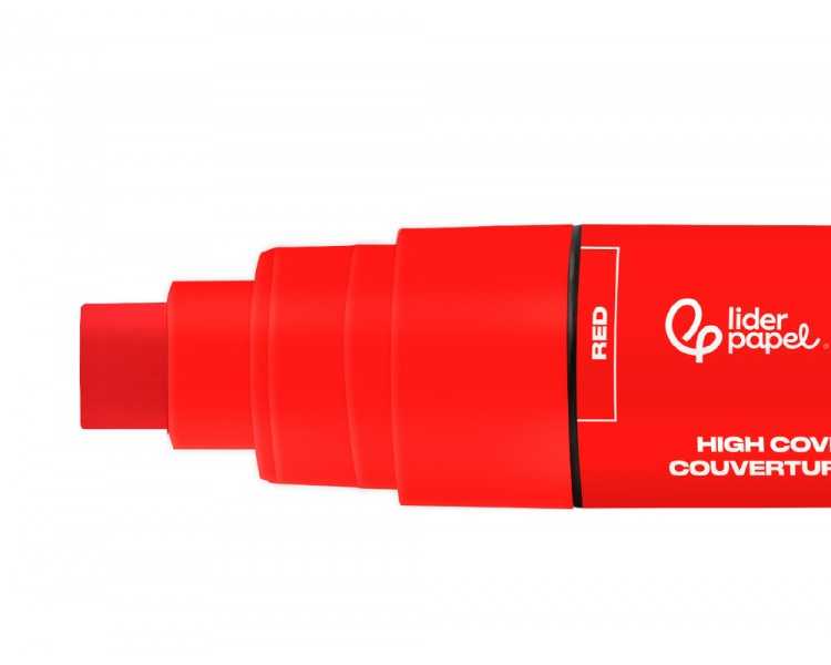 Rotulador liderpapel acrylic base agua todo tipo de superficie punta rectangular 10 mm rojo