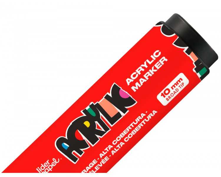 Rotulador liderpapel acrylic base agua todo tipo de superficie punta rectangular 10 mm rojo