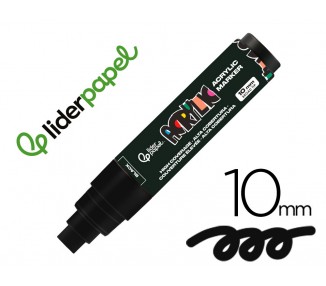 Rotulador liderpapel acrylic base agua todo tipo de superficie punta rectangular 10 mm negro