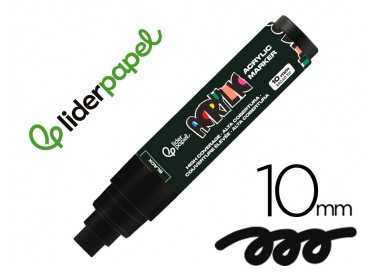 Rotulador liderpapel acrylic base agua todo tipo de superficie punta rectangular 10 mm negro