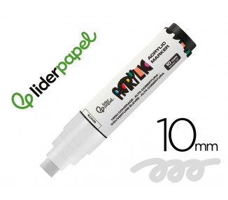 Rotulador liderpapel acrylic base agua todo tipo de superficie punta rectangular 10 mm blanco