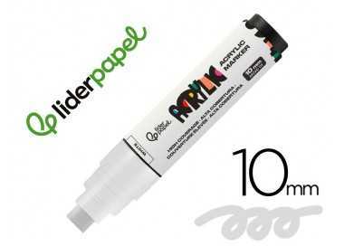 Rotulador liderpapel acrylic base agua todo tipo de superficie punta rectangular 10 mm blanco