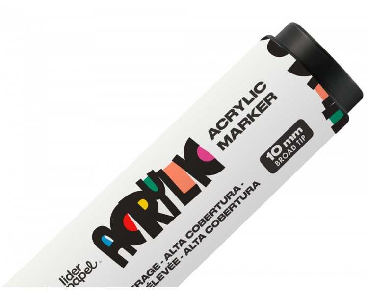 Rotulador liderpapel acrylic base agua todo tipo de superficie punta rectangular 10 mm blanco