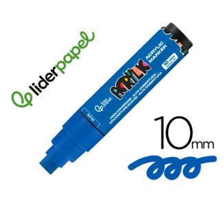 Rotulador liderpapel acrylic base agua todo tipo de superficie punta rectangular 10 mm azul