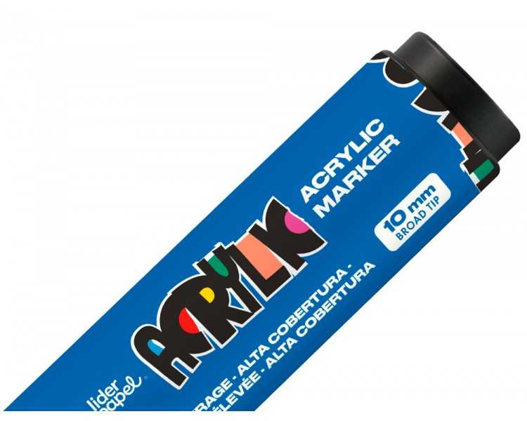 Rotulador liderpapel acrylic base agua todo tipo de superficie punta rectangular 10 mm azul